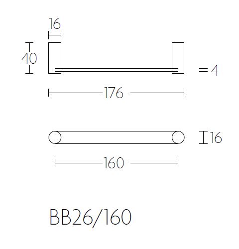 Meubelgreep TENSE BB26/160 mat zwart 160 mm - Afbeelding 2