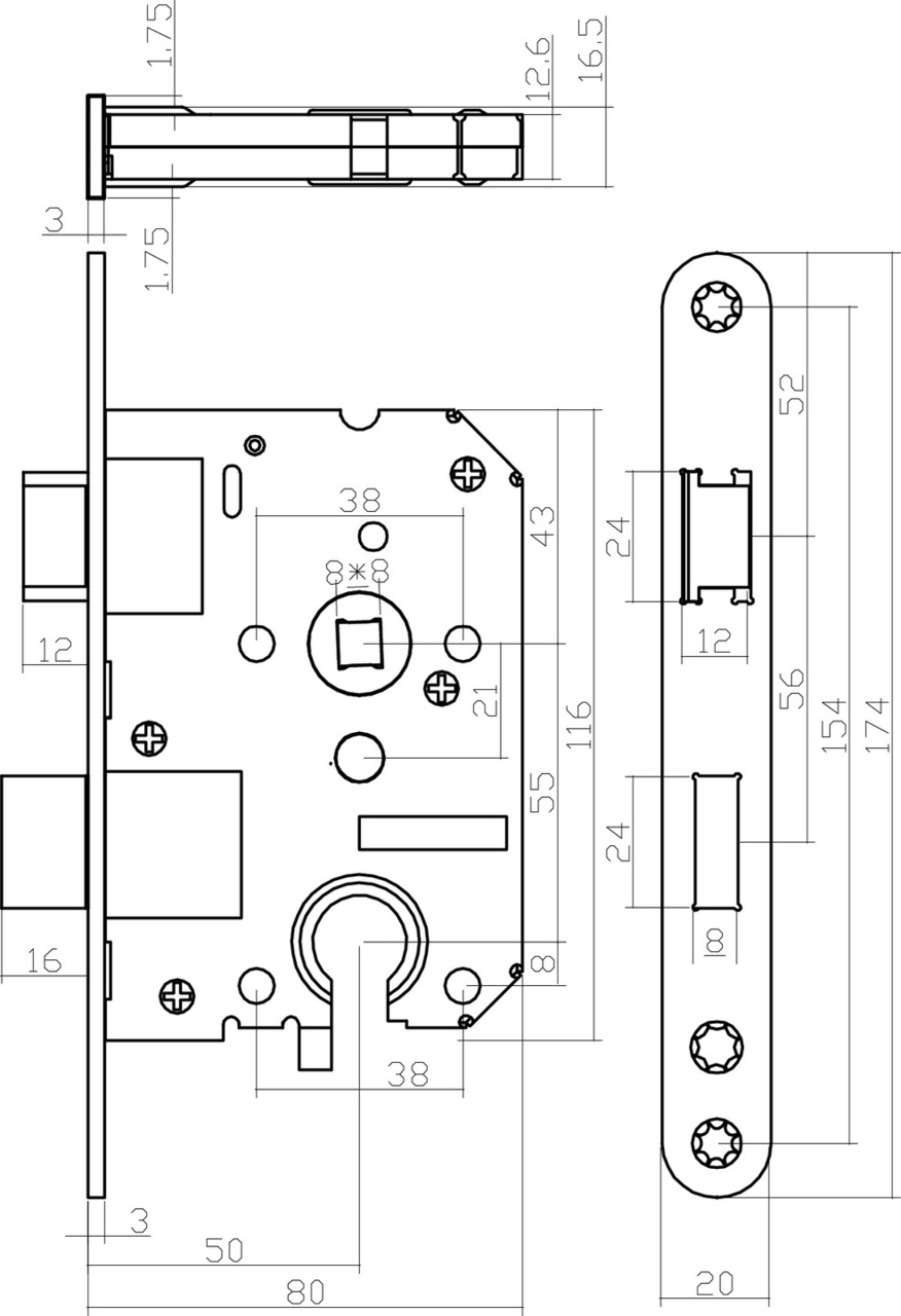 Intersteel Cilinder Dag en Nachtslot PC55 Met rvs Voorplaat 20X175 mm - Afbeelding 2
