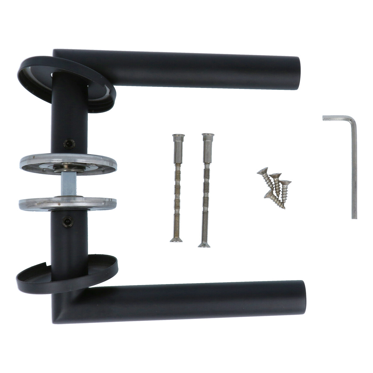 Deurklink Marc op ronde rozet mat zwart - Afbeelding 3