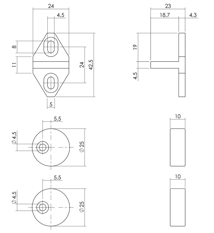 Intersteel Set geleide- en afstandhouders tbv schuifdeursysteem, incl. bevestiging, zwart - Afbeelding 2