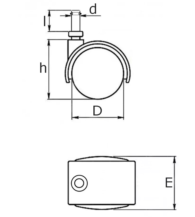 Bureaustoelwiel 50 mm met zacht loopvlak stift 11 mm - Afbeelding 2