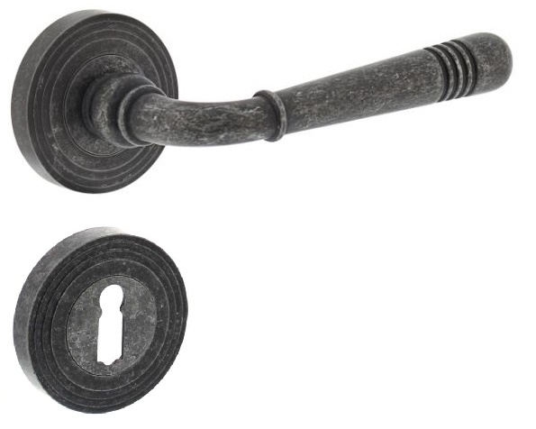 Intersteel deurklink Helena op rozet met sleutel plaatjes oud grijs