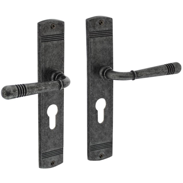 Intersteel deurklink Helena op schild PC72 oud grijs