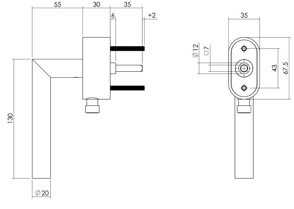 Intersteel SKG3 afsluitbare raamkruk hoek 90° op ovale rozet rvs - Afbeelding 2