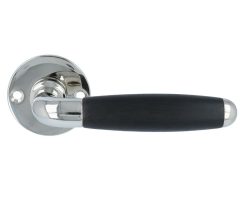 Deurklink Ton Model glans nikkel/Ebbenhout op Rond Rozet