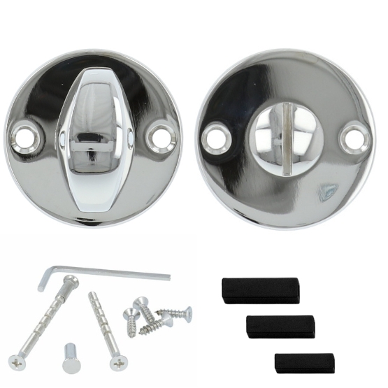 Toiletgarnituur Rond Plat glans nikkel - Afbeelding 3