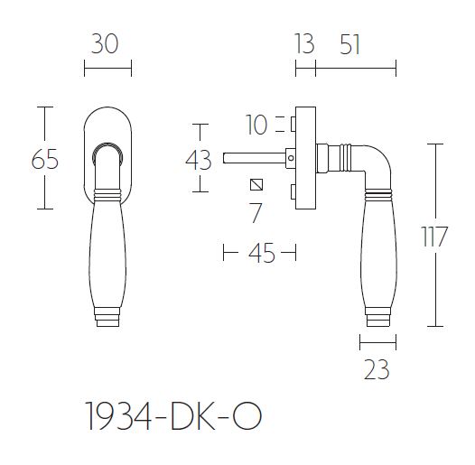 Draaikiepgarnituur TIMELESS 1934DK-O Links glans nikkel/Ebbenhout - Afbeelding 2