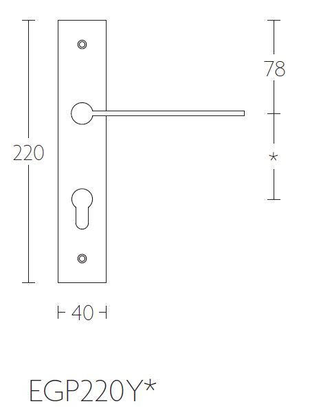 Deurklink op schild Cilindergat EDGY EGP220Y mat rvs - Afbeelding 2