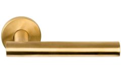 Deurklink BASIC LBVII-19 op ronde rozet PVD mat Goud