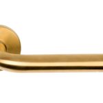 Deurklink BASIC LBIII-19 op ronde rozet PVD mat Goud