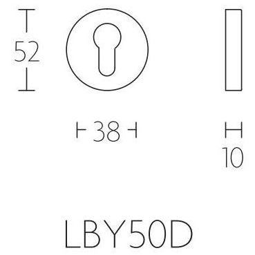 Cilinderplaatje BASIC LBY50D 10 mm PVD mat Goud - Afbeelding 2