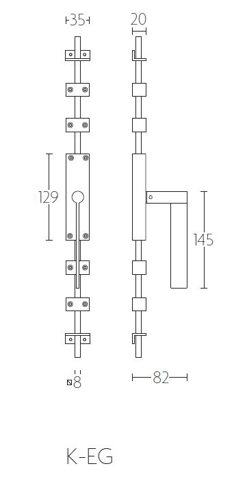 Kruk-Espagnolet EDGY K-EG Rechts mat rvs - Afbeelding 2
