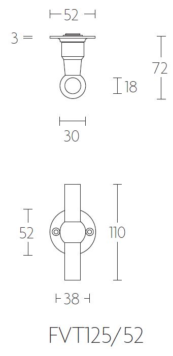Enkele Deurklink FERROVIA FVT125/52 Op Rozet mat rvs - Afbeelding 2