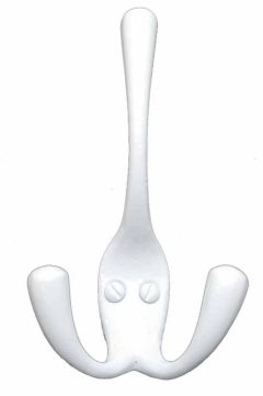 Kapstokhaak dubbel ijzer wit