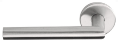 Enkele deurklink links BASIC LBII-19 op ronde rozet mat rvs