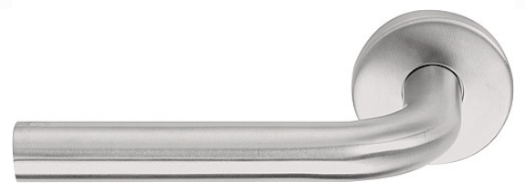 Enkele deurklink links BASIC LBIII-19 op ronde rozet mat rvs