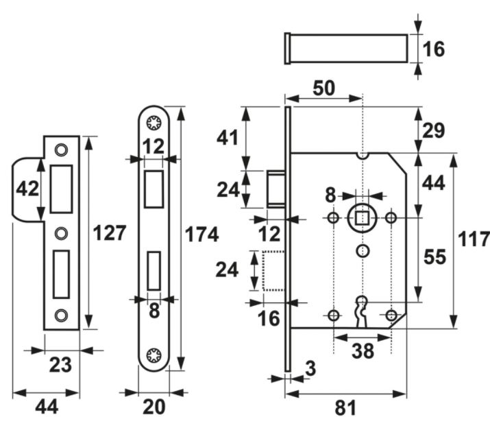 AXA dag-nachtslot klavier SL56 met rvs Voorplaat - Afbeelding 2