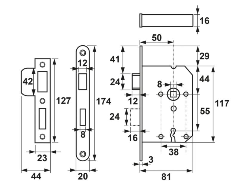 AXA dag-nachtslot klavier SL56 met Witte Voorplaat - Afbeelding 2