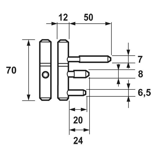 AXA Inboorpaumelle voor Stalen kozijnen staal vernikkeld - Afbeelding 2