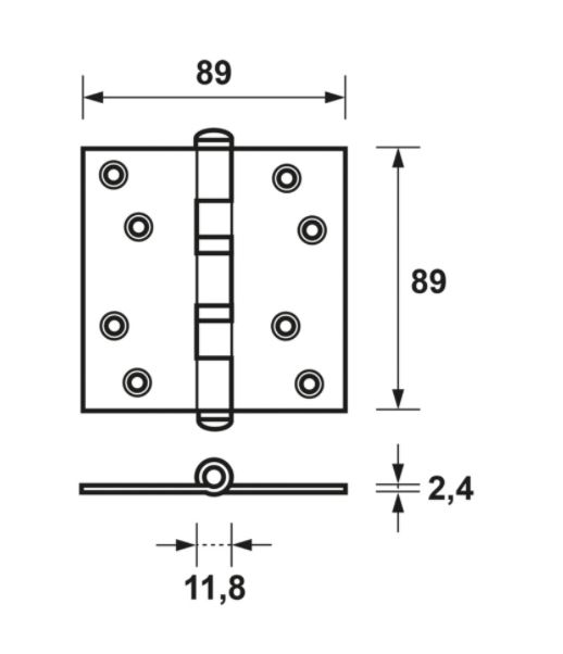 AXA Kogellagerscharnier 89x89 Verzinkt Rechte Hoeken - Afbeelding 2