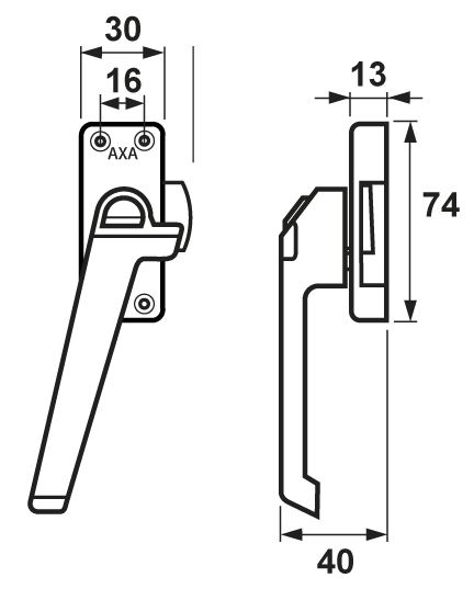 AXA Raamsluiting Met Nok en Drukknop Links Aluminium F1 - Afbeelding 2
