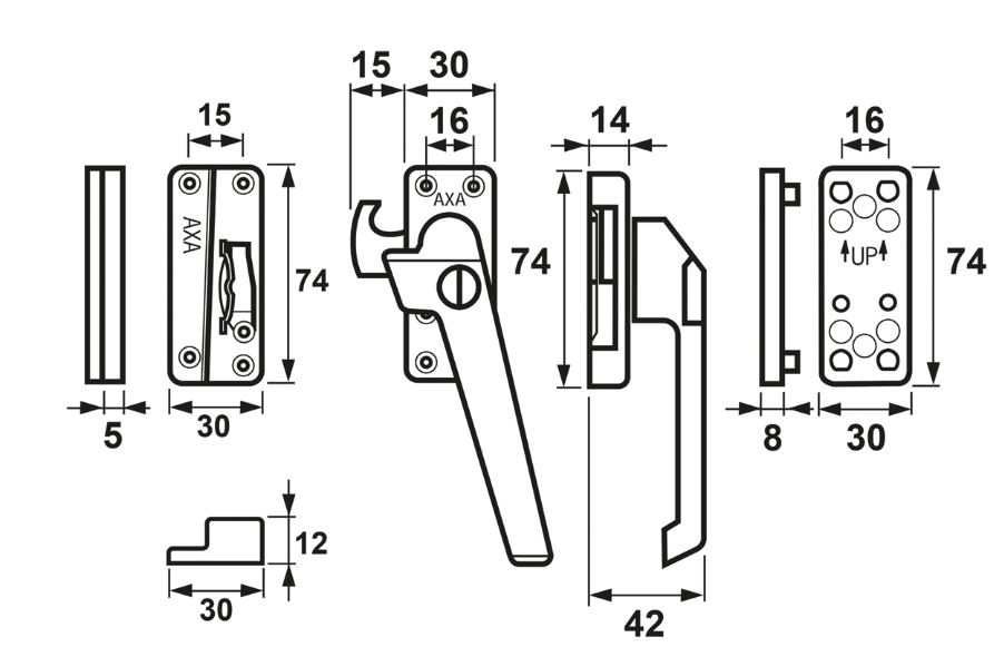 AXA Raamsluiting SKG1 rechts 3319 aluminium F1 - Afbeelding 2