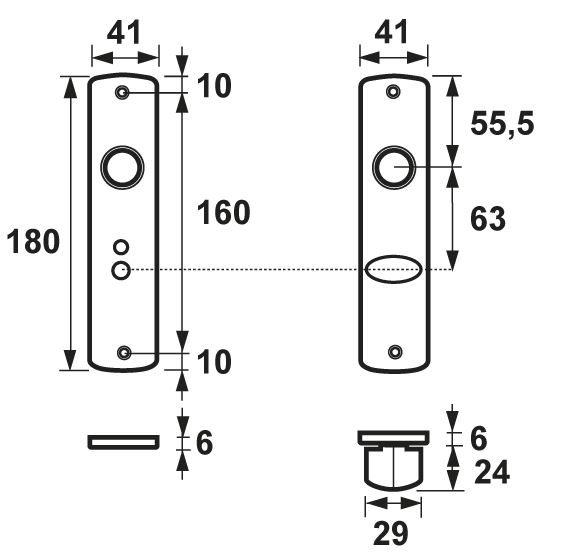 AXA Schilden Curve WC63/8 Aluminium F1 - Afbeelding 2