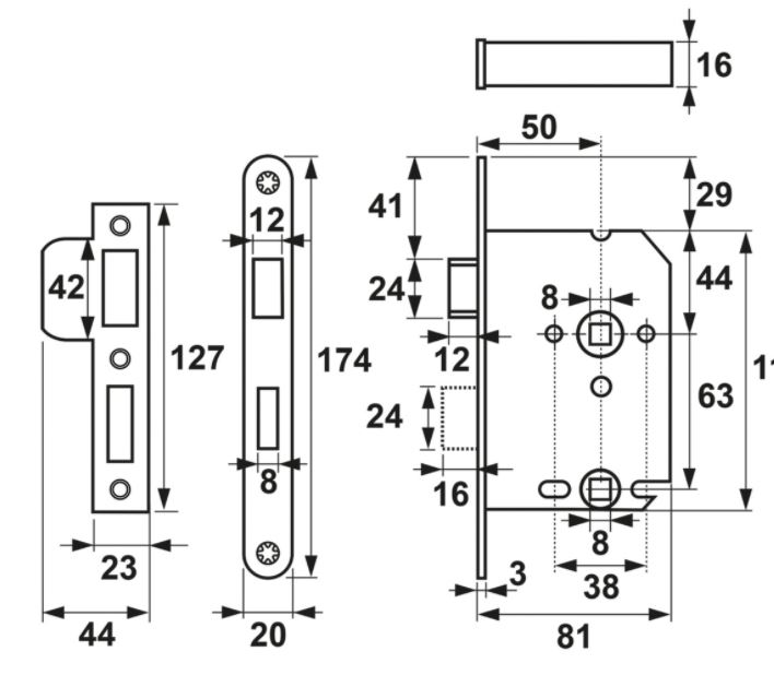 AXA Toilet-badkamerslot WC63/8 met rvs Voorplaat - Afbeelding 2