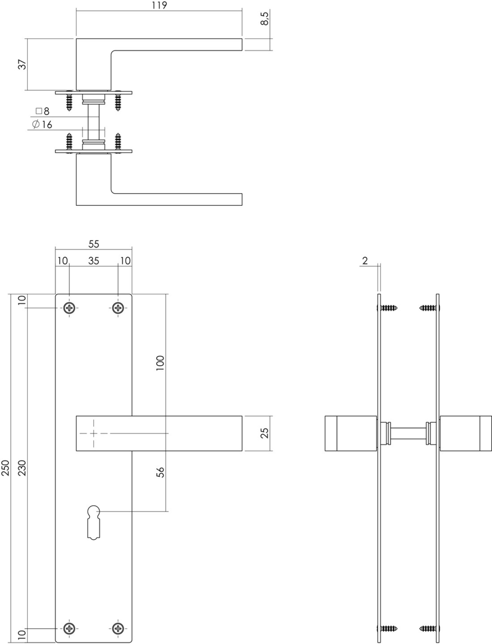 Intersteel deurklink Amsterdam op Renovatie Schild Rechthoekig SL56 rvs/mat zwart - Afbeelding 2