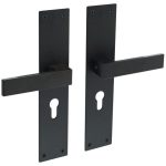 Intersteel deurklink Amsterdam op Renovatie Schild Rechthoekig PC55 rvs/mat zwart