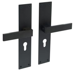 Intersteel deurklink Amsterdam op Renovatie Schild Rechthoekig PC55 rvs/mat zwart