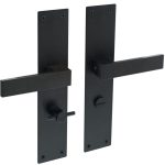 Intersteel deurklink Amsterdam op Renovatie Schild Rechthoekig WC63/8 rvs/mat zwart