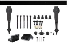 Schuifdeur Systeem 2 Meter Hangrollen Pijlvorm Staal mat zwart