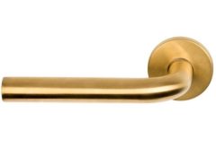 Enkele deurklink links BASIC LBIII-19 op ronde rozet PVD mat Goud