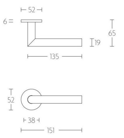 Enkele deurklink rechts BASIC LBII-19 op ronde rozet mat zwart - Afbeelding 2