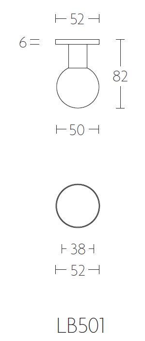 Voordeurknop BASIC LB501V Vast op Rozet PVD mat Goud - Afbeelding 2