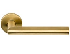 Enkele deurklink rechts BASIC LBII-19 op ronde rozet PVD mat Goud
