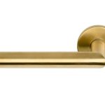 Enkele deurklink links BASIC LBII-19 op ronde rozet PVD mat Goud