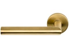 Enkele deurklink links BASIC LBII-19 op ronde rozet PVD mat Goud