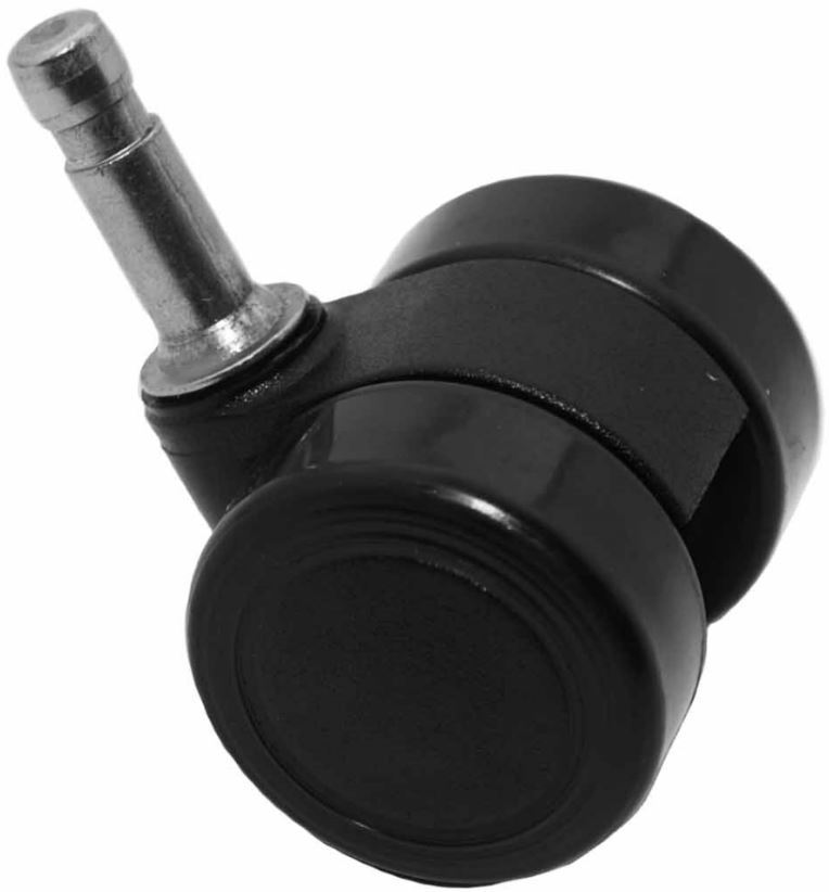 Zwenkwiel voor stoelen met zacht loopvlak met stift 8mm