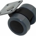 Zwenkwiel voor stoelen met grijs zacht loopvlak met bevestigingsplaat