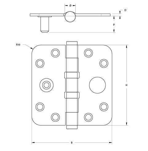 Kogellagerscharnier 76x76 mm ronde hoek SKG2 - Afbeelding 2