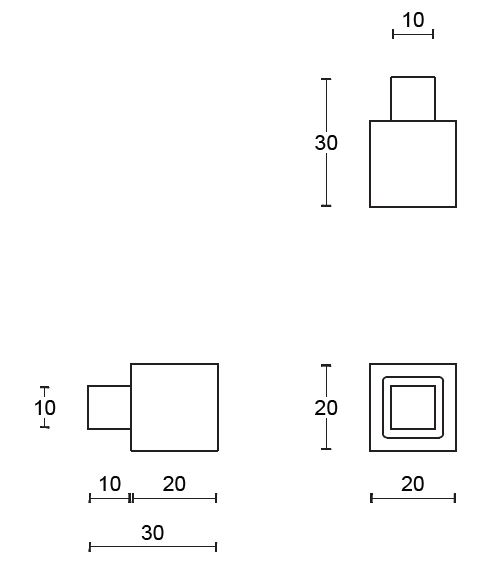 Meubelknop SQUARE JB20M mat Wit 20 mm - Afbeelding 2