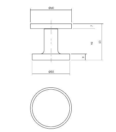 Intersteel voordeurknop Plat Ø55 mm op ronde achterplaat Aluminium F1 - Afbeelding 2