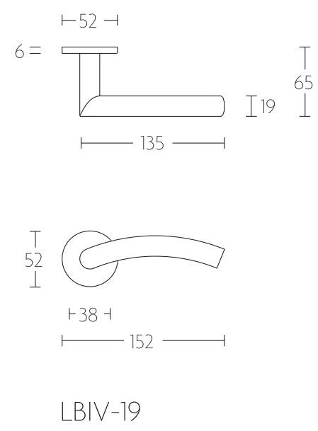 Enkele deurklink links BASIC LBIV-19-ZR zonder rozet mat rvs - Afbeelding 2