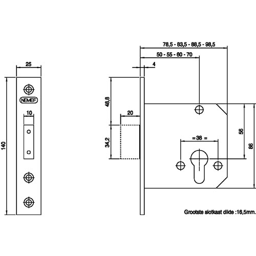 Nemef Veiligheidsbijzetslot 4228/17-60 SKG2 Met Kom - Afbeelding 2
