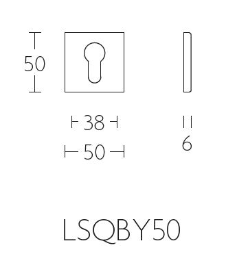 Cilinderplaatje SQUARE LSQBY50B mat zwart - Afbeelding 2