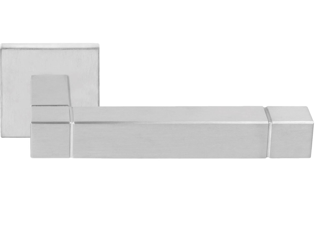 Deurklink SQUARE JB100 ongeveerd op rozet mat rvs
