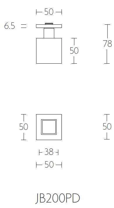Knopkruk SQUARE JB200PD ongeveerd op rozet mat Wit - Afbeelding 2