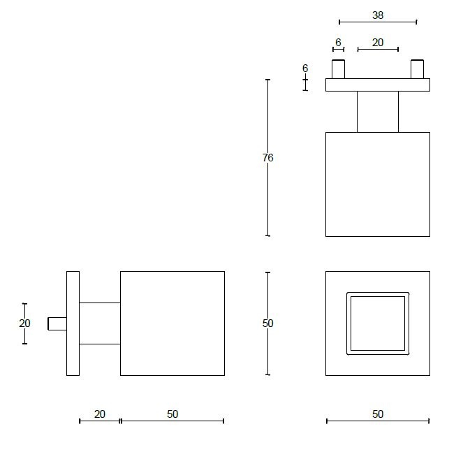 Voordeurknop SQUARE JB200V Vast op Rozet mat zwart - Afbeelding 3